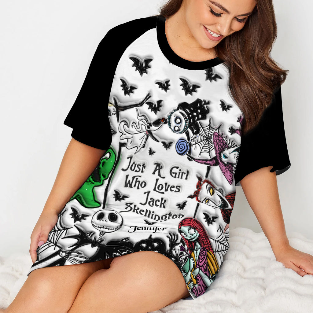 Just A Girl Who Loves Jack - Personalized Nightmare Sleep T-shirt Dress