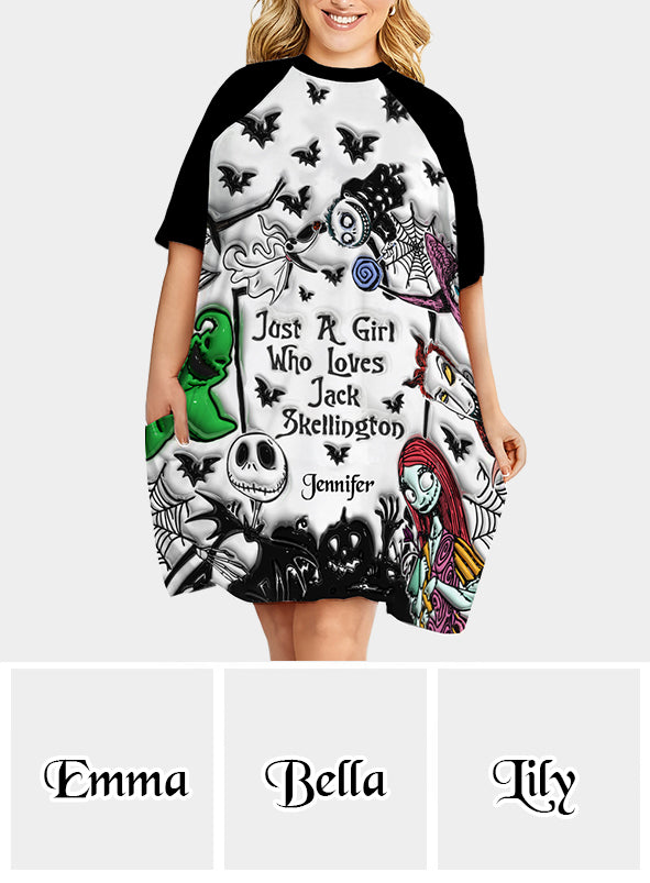 Just A Girl Who Loves Jack - Personalized Nightmare Sleep T-shirt Dress