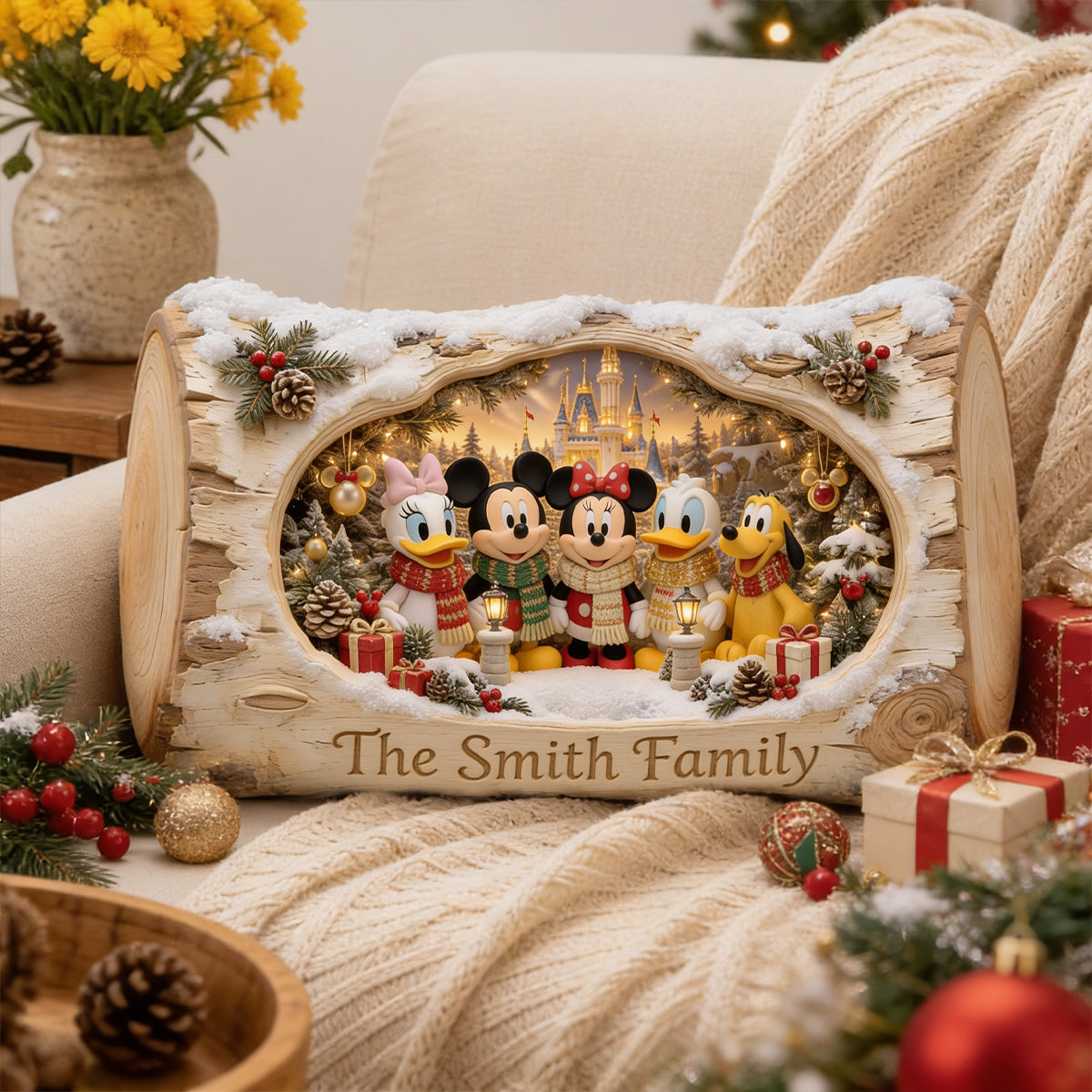 Merry Christmas - Personalized Mouse Premium Faux Fur Pillow
