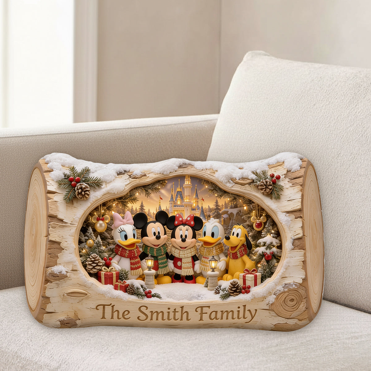 Merry Christmas - Personalized Mouse Premium Faux Fur Pillow