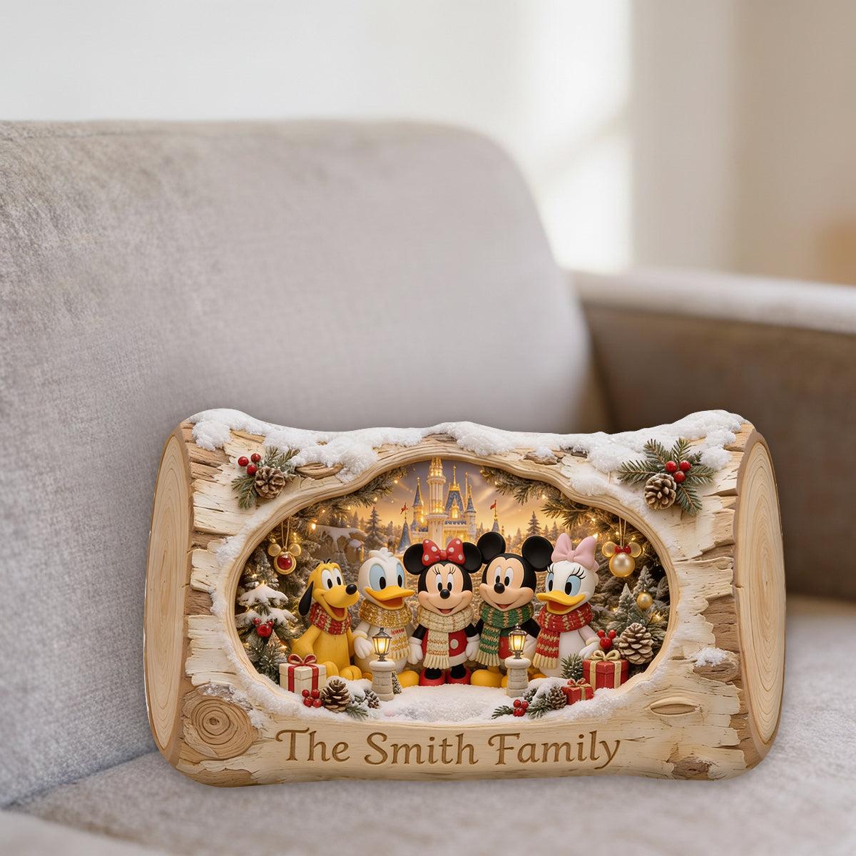Merry Christmas - Personalized Mouse Premium Faux Fur Pillow
