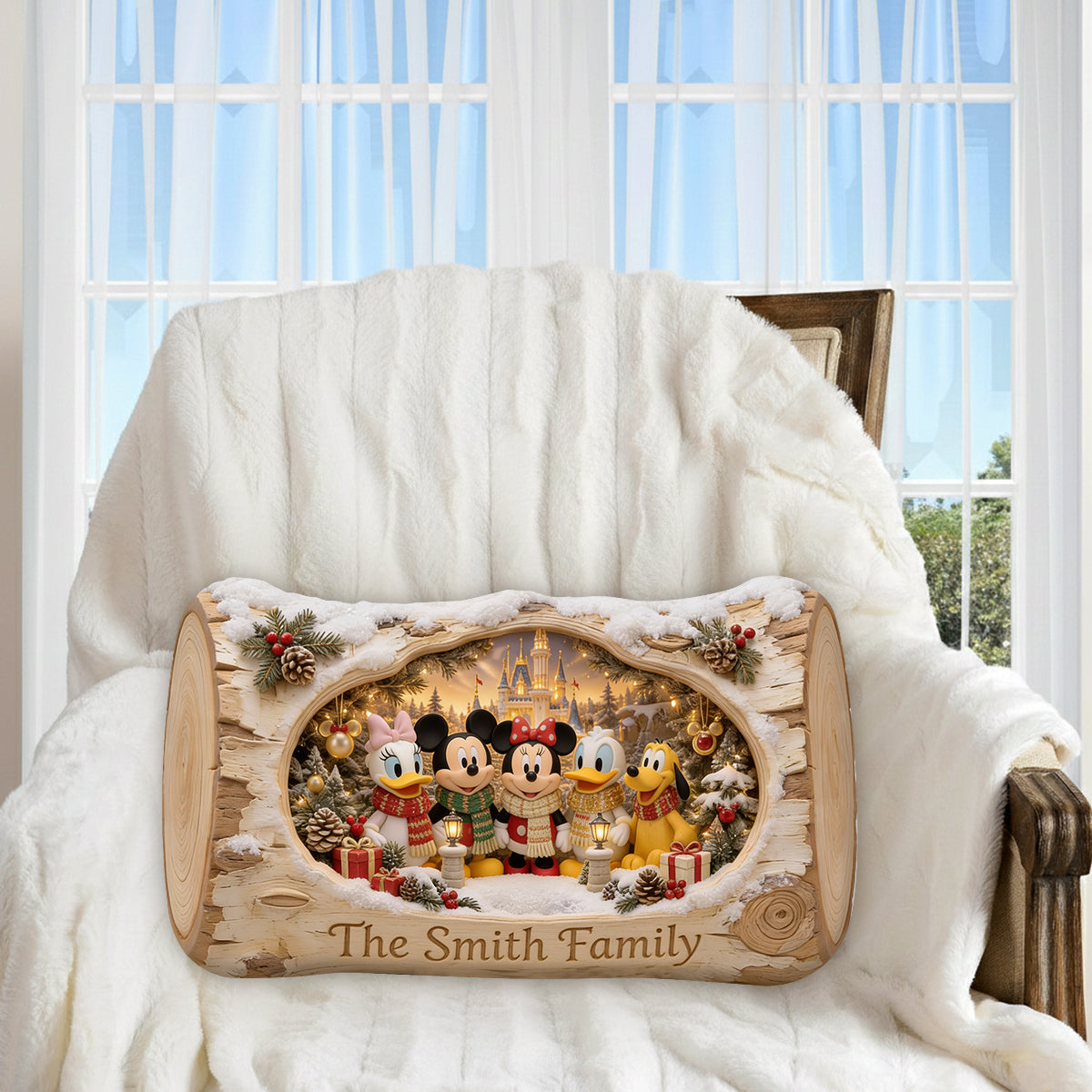 Merry Christmas - Personalized Mouse Premium Faux Fur Pillow