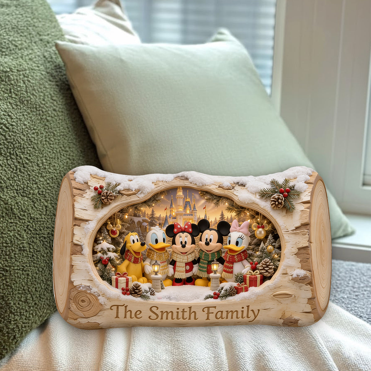 Merry Christmas - Personalized Mouse Premium Faux Fur Pillow