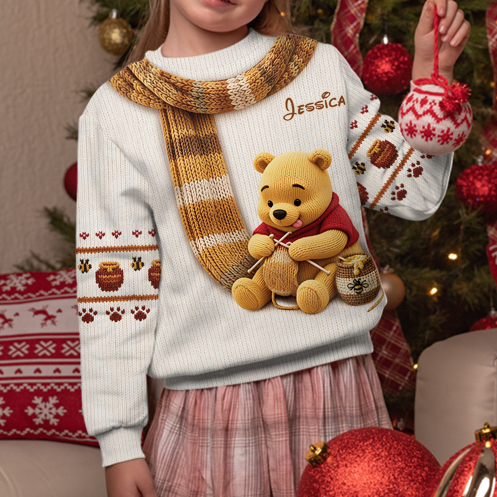 Knitting Bear - Personalized Yellow Bear Ugly Sweater