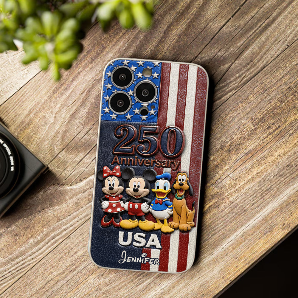 Friends 250 Anniversary - Personalized Mouse 3D Embossed Leather Phone Case