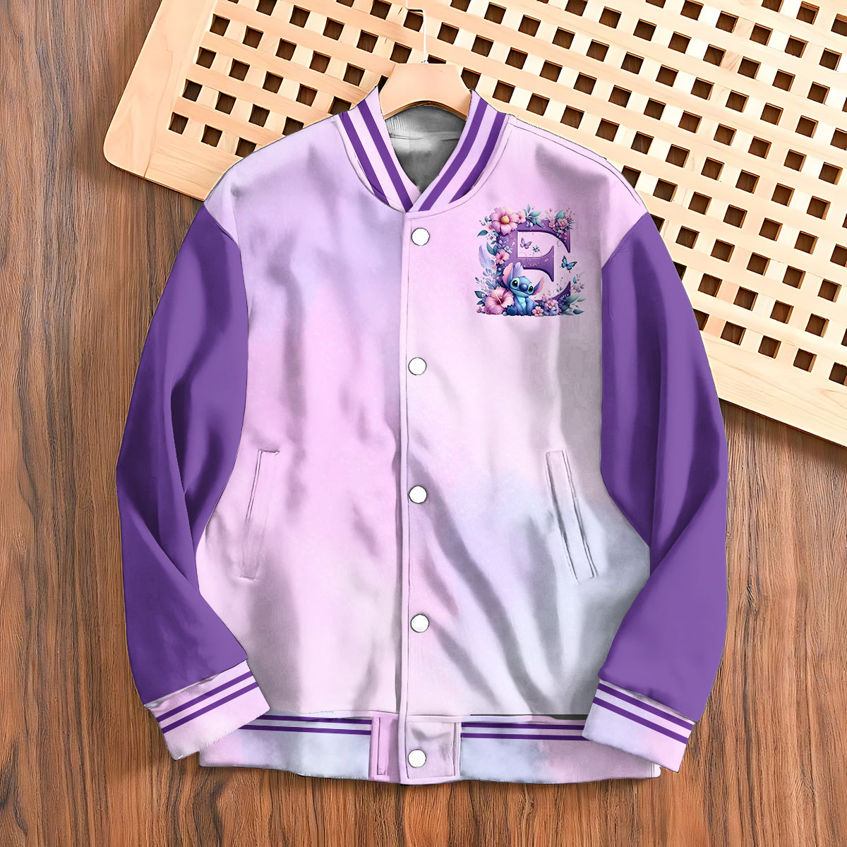 Blue Ohana Alphabet Letter Custom Name - Personalized Ohana Varsity Jacket