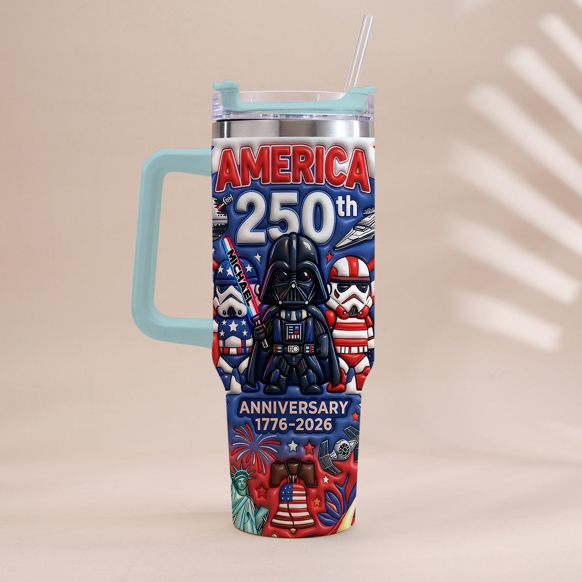 Galaxy USA 250th Anniversary - Personalized The Force Tumbler With Handle