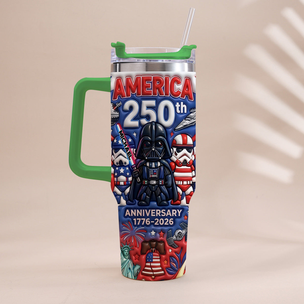 Galaxy USA 250th Anniversary - Personalized The Force Tumbler With Handle