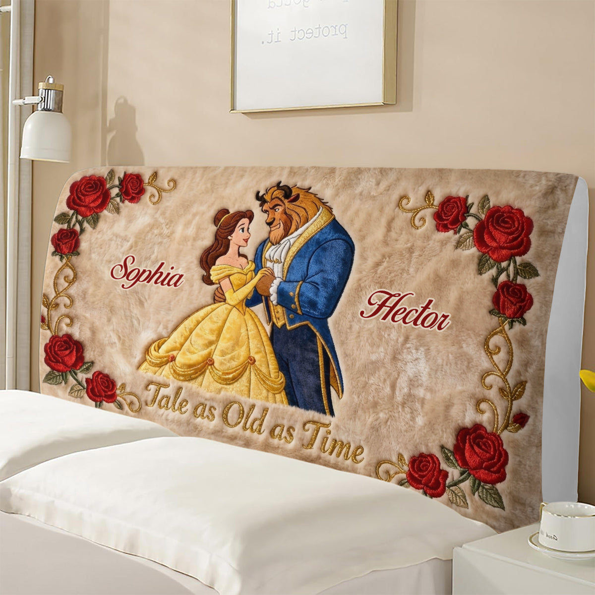 Tale As Old As Time - Personalized Beauty And The Beast Headboard Slipcover