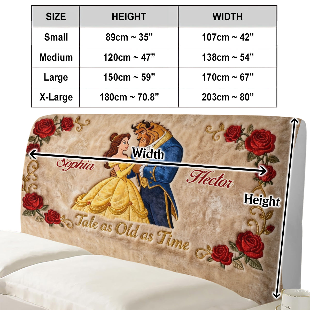 Tale As Old As Time - Personalized Beauty And The Beast Headboard Slipcover