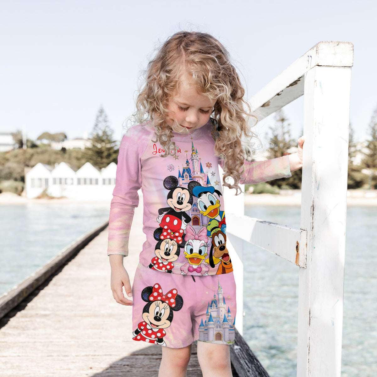Magical Friends - Personalized Dream Trip Kid Swimsuit Trunk Rashguard Set