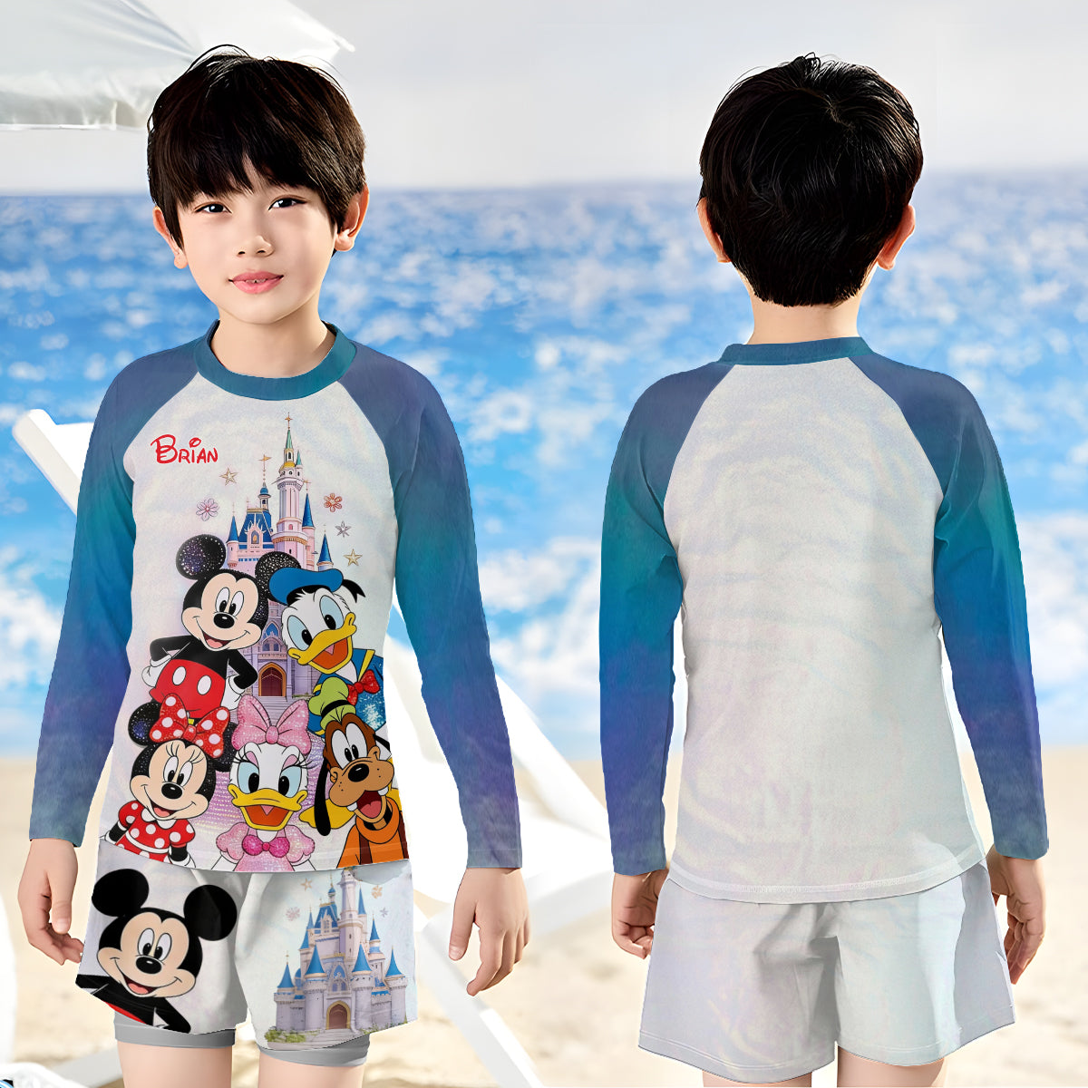 Magical Friends - Personalized Dream Trip Kid Swimsuit Trunk Rashguard Set