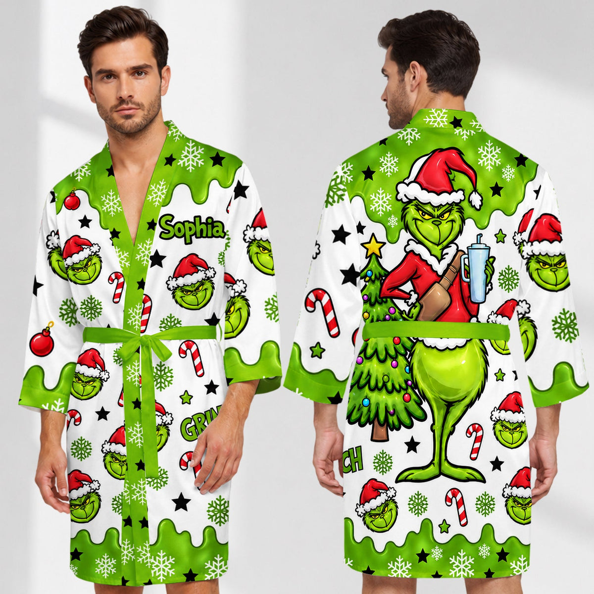 Merry Christmas - Personalized Stole Christmas Satin Robe