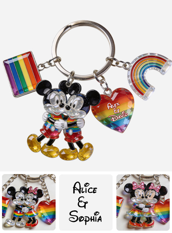 Love Is Love Gift For Couple - Personalized LGBT Support Premium Keychain With Charms