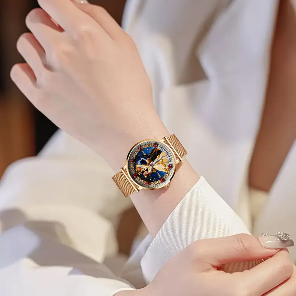 Tale As Old As Time - Personalized Couple Women Hand Watch