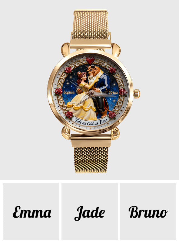 Tale As Old As Time - Personalized Couple Women Hand Watch