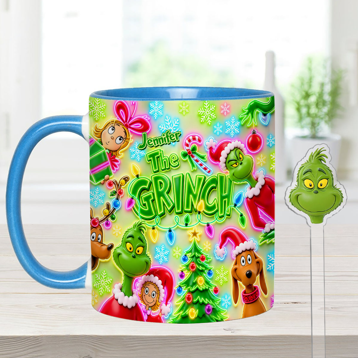 Merry Greenmas - Personalized Stole Christmas Set Accent Mug with Acrylic Stirrers