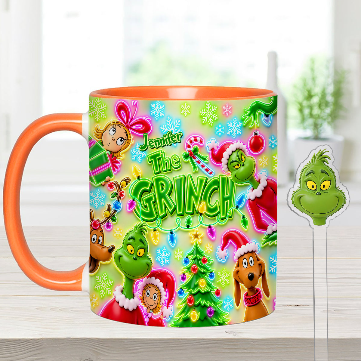 Merry Greenmas - Personalized Stole Christmas Set Accent Mug with Acrylic Stirrers