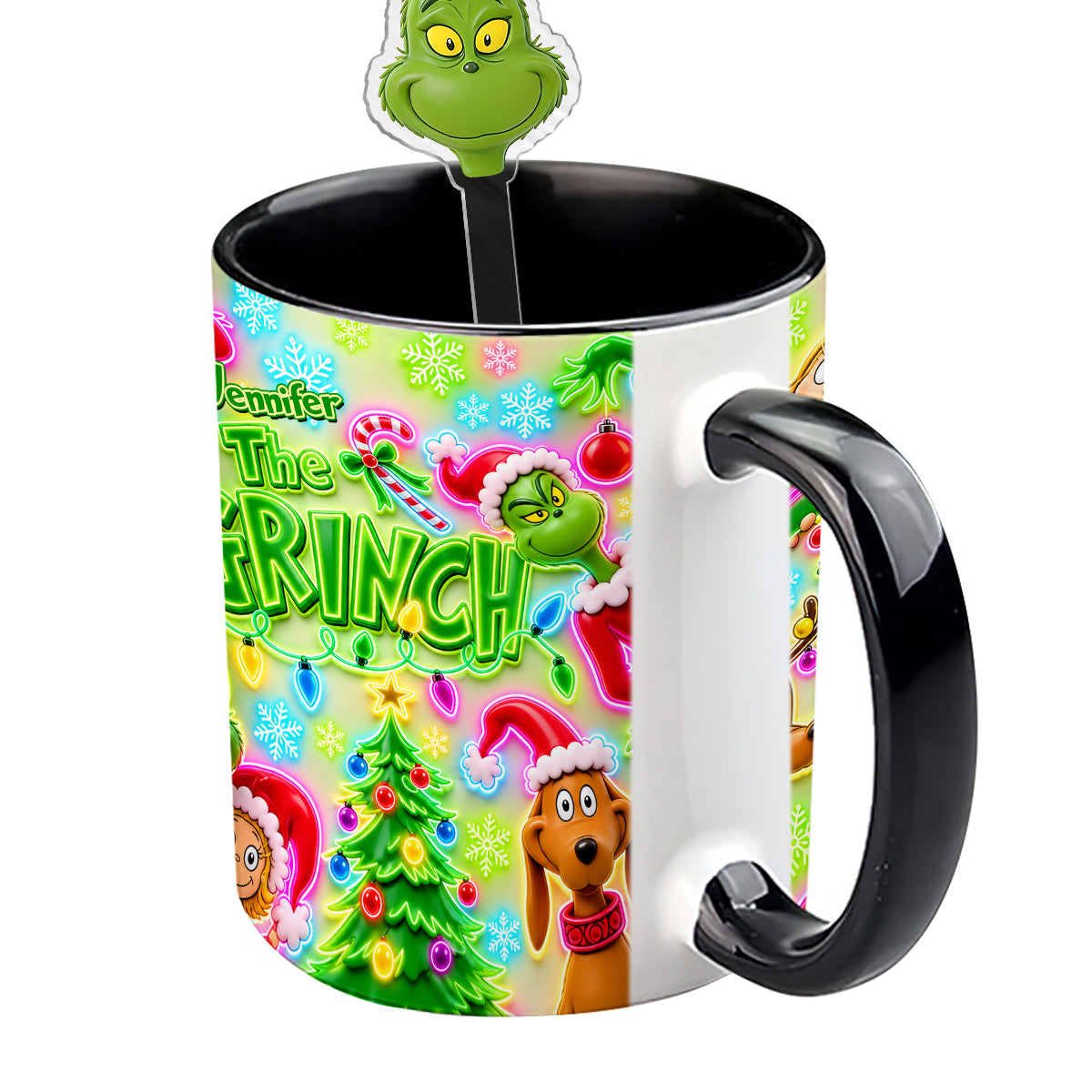Merry Greenmas - Personalized Stole Christmas Set Accent Mug with Acrylic Stirrers