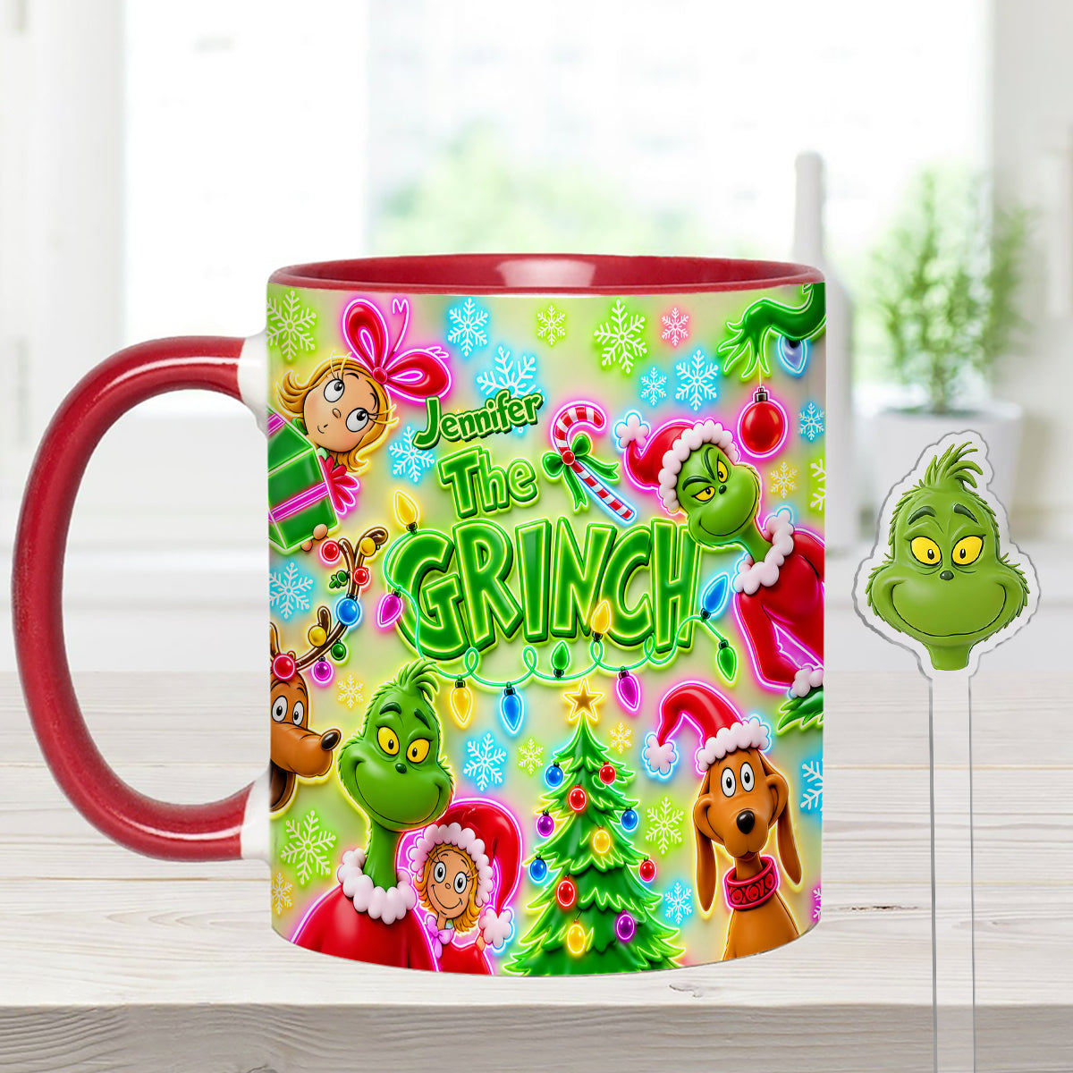 Merry Greenmas - Personalized Stole Christmas Set Accent Mug with Acrylic Stirrers