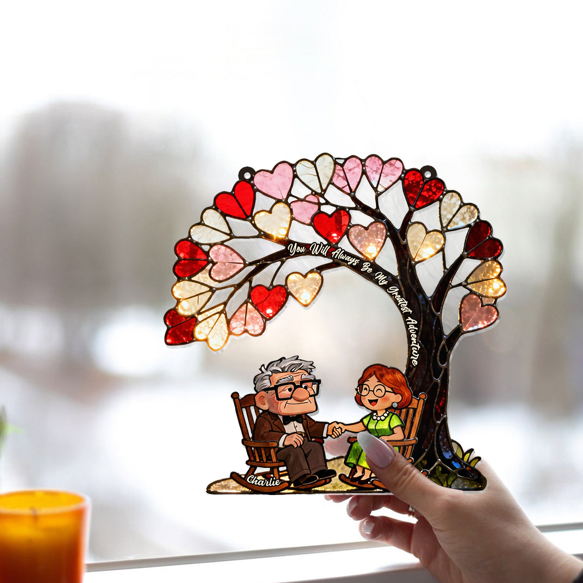 You Are My Greatest Adventure - Personalized Mouse Window Hanging Suncatcher Ornament