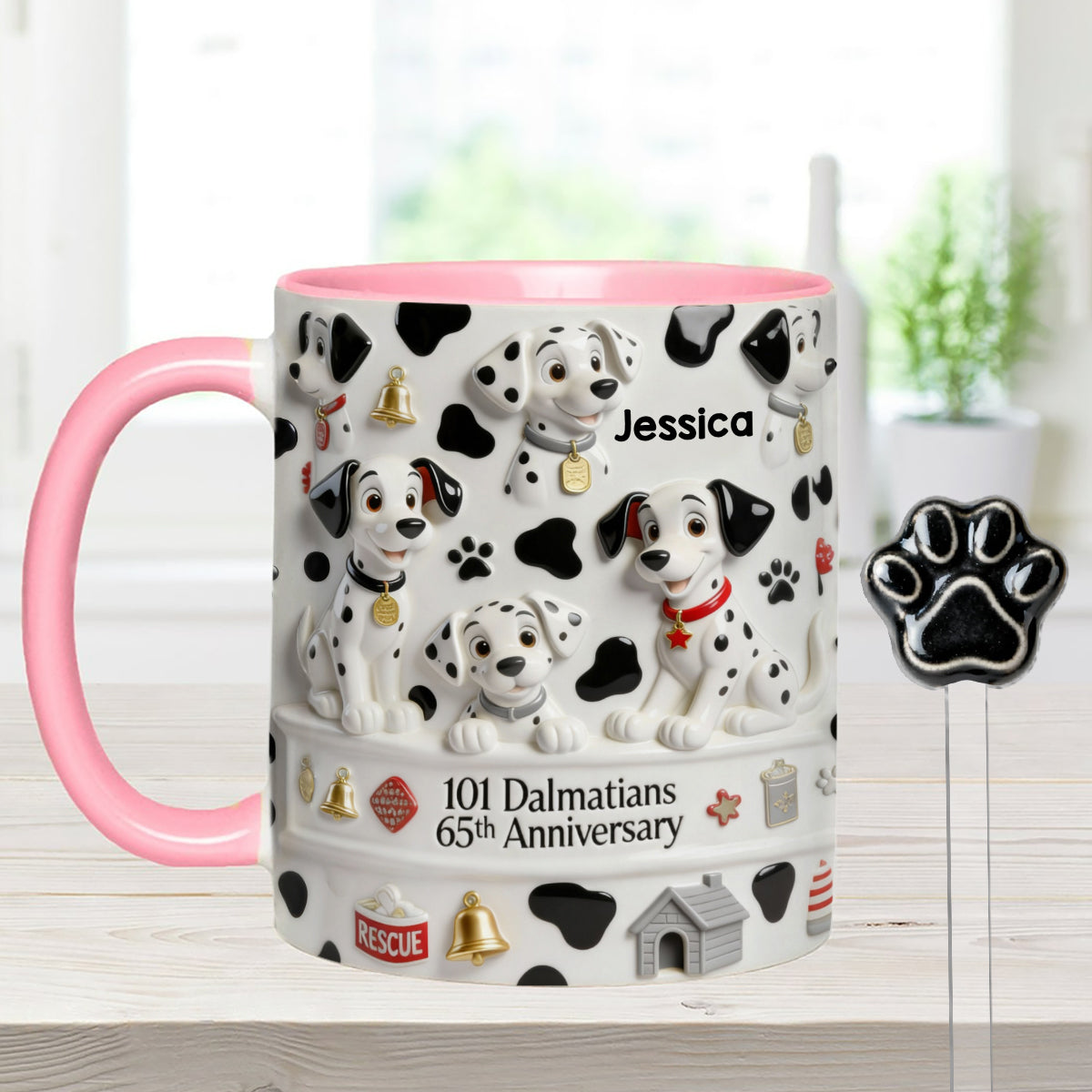 65th Anniversary - Personalized Mouse Set Accent Mug with Acrylic Stirrers