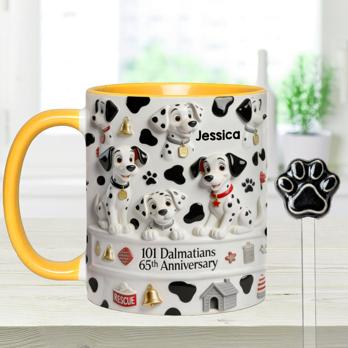 65th Anniversary - Personalized Mouse Set Accent Mug with Acrylic Stirrers