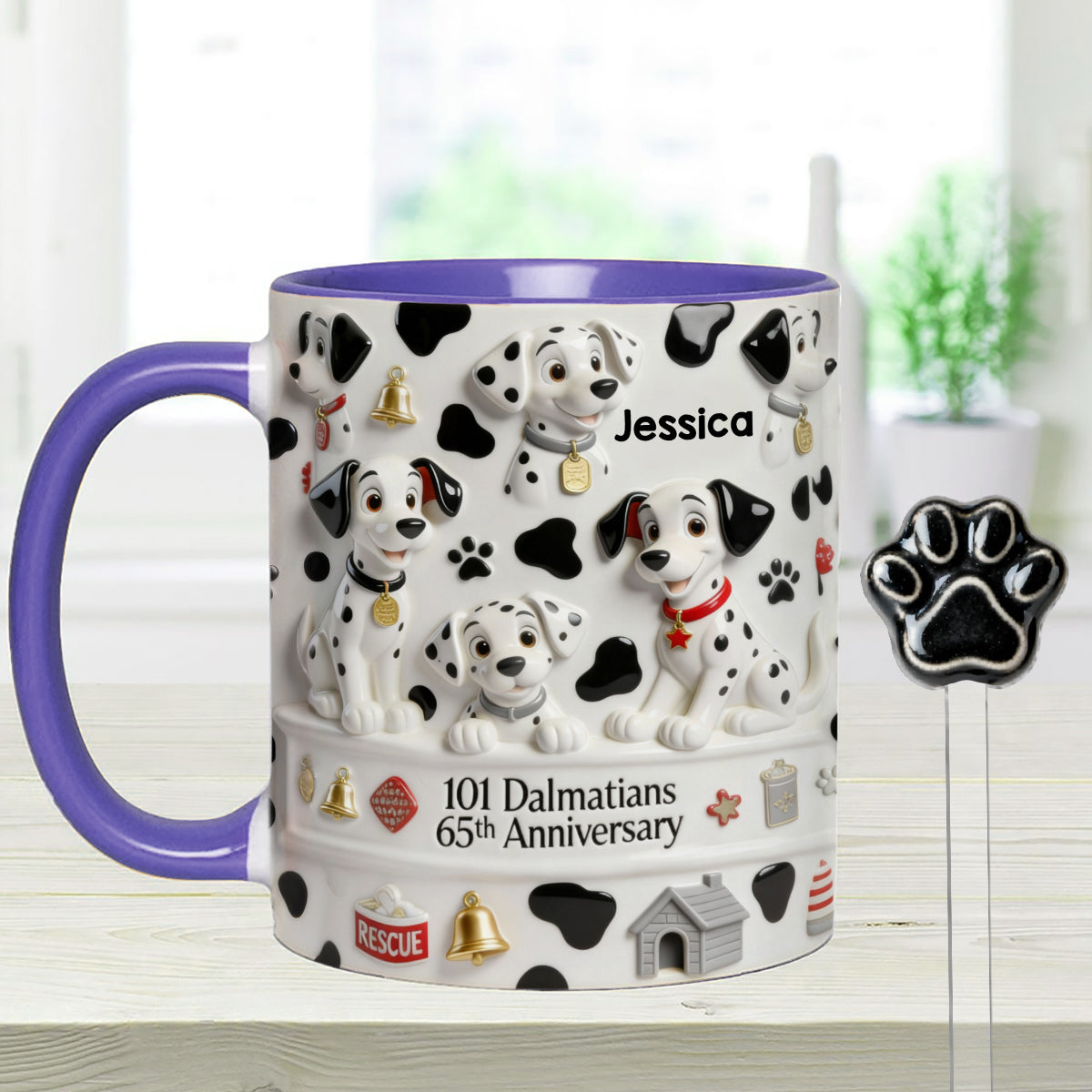 65th Anniversary - Personalized Mouse Set Accent Mug with Acrylic Stirrers