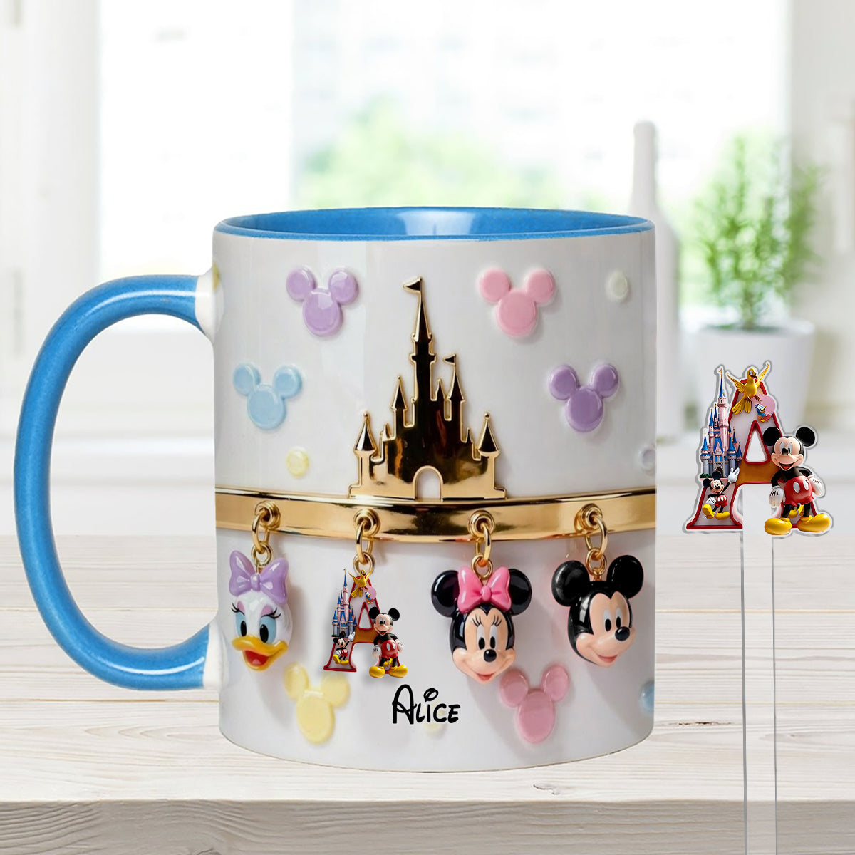 Magical Initial Name Letter - Personalized Mouse Set Accent Mug With Acrylic Stirrers