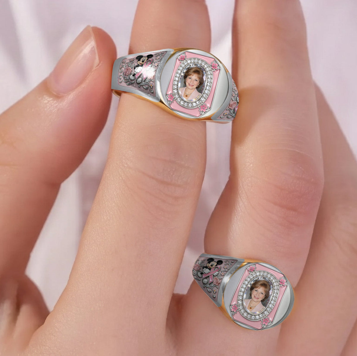In Octorber We Wear Pink - Personalized Breast Cancer Awareness Signet Ring