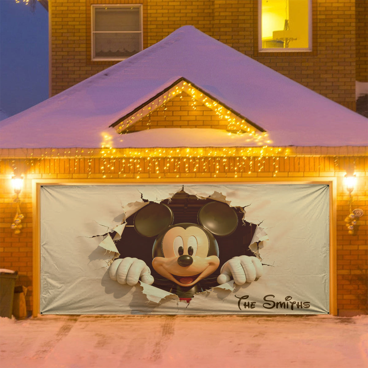 Peeking Mouse Head - Personalized Mouse Garage Door Banner
