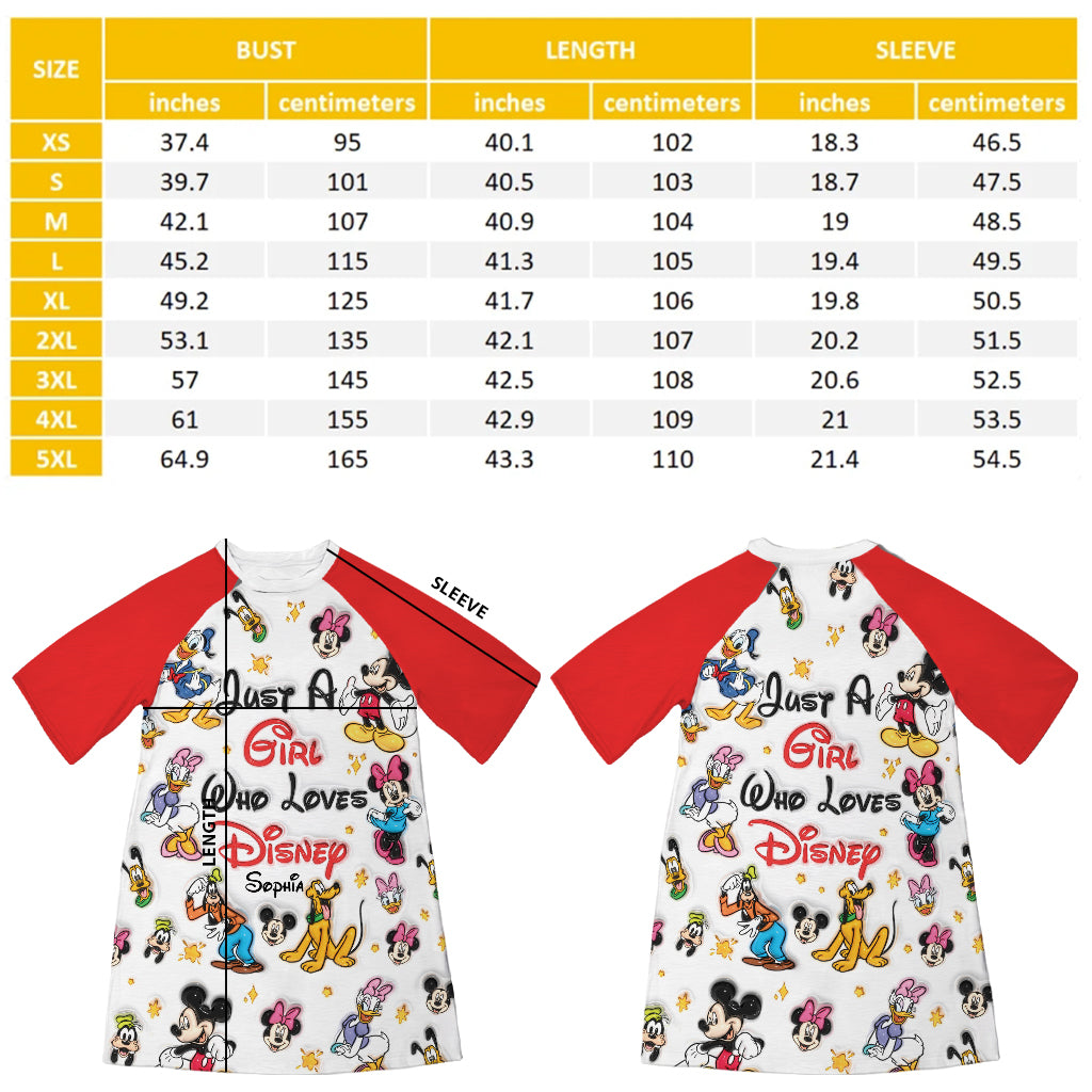 Just A Girl Who Loves Magic - Personalized Mouse Sleep T-shirt Dress