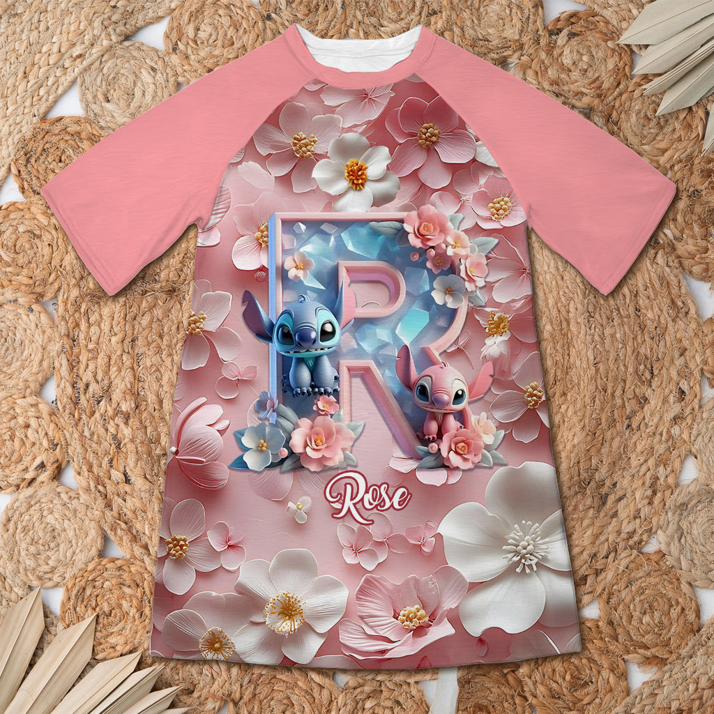 Ohana Letter - Personalized Ohana Sleep T-shirt Dress