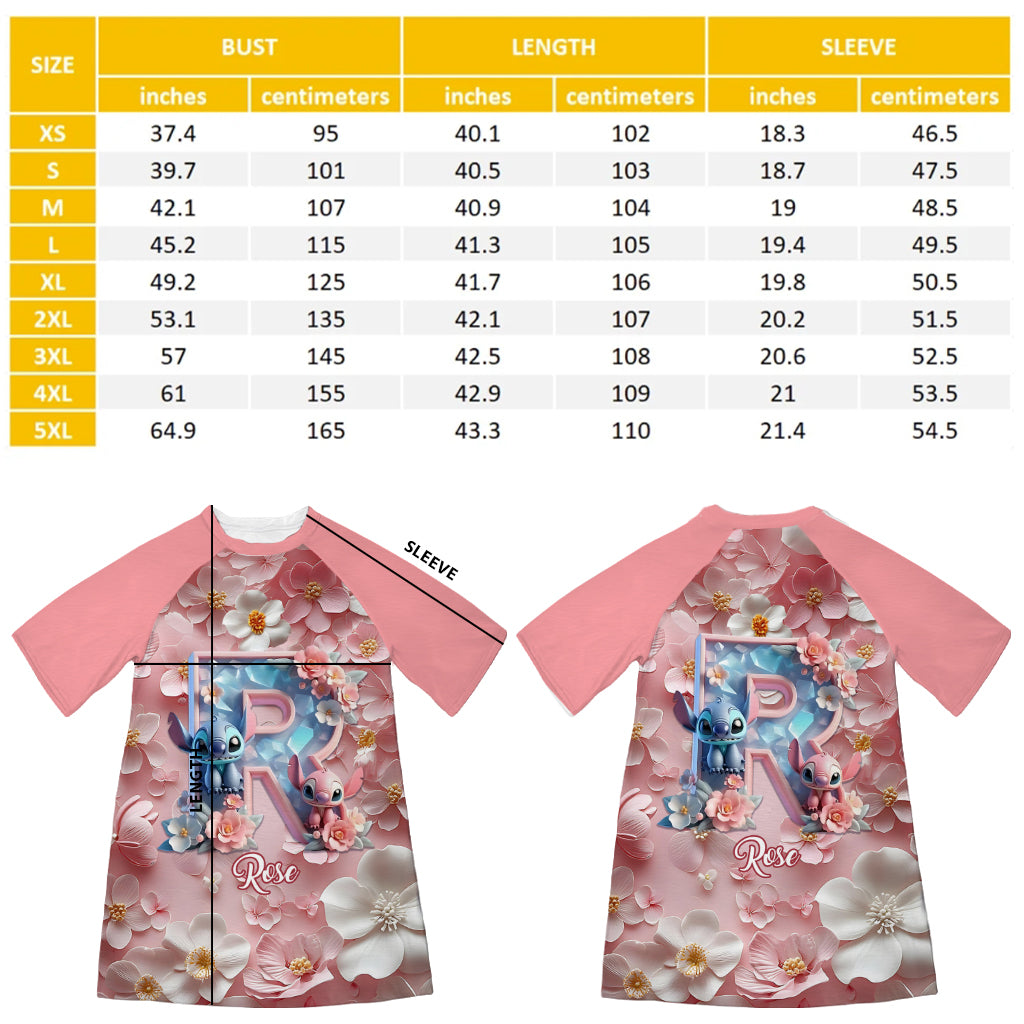 Ohana Letter - Personalized Ohana Sleep T-shirt Dress