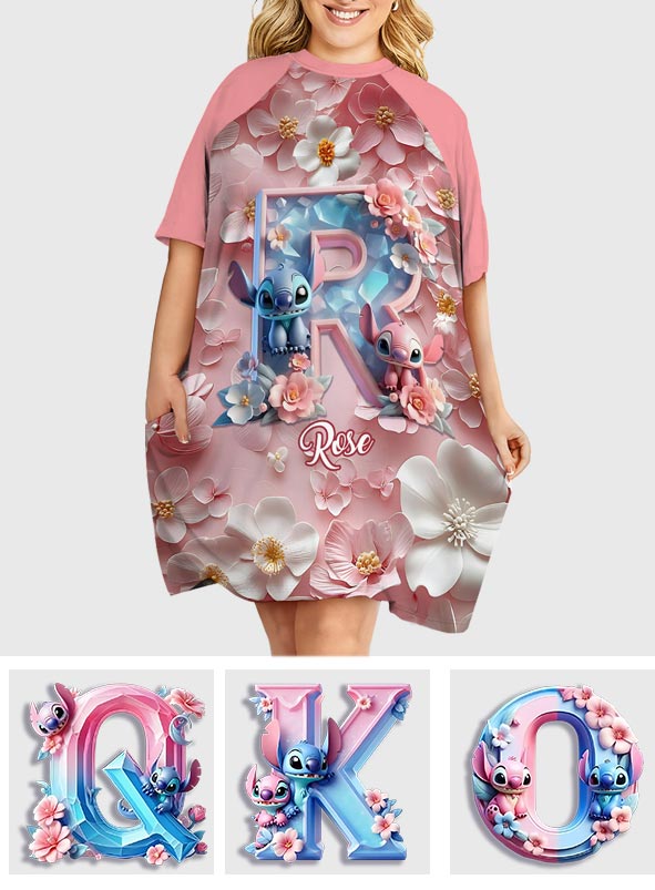Ohana Letter - Personalized Ohana Sleep T-shirt Dress