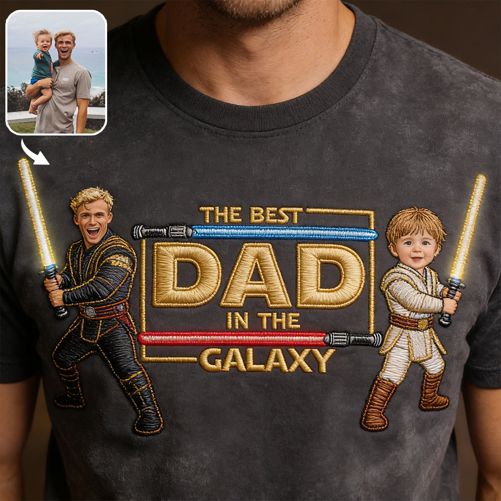 Best Dad In The Galaxy - Personalized Father Washed T-Shirt