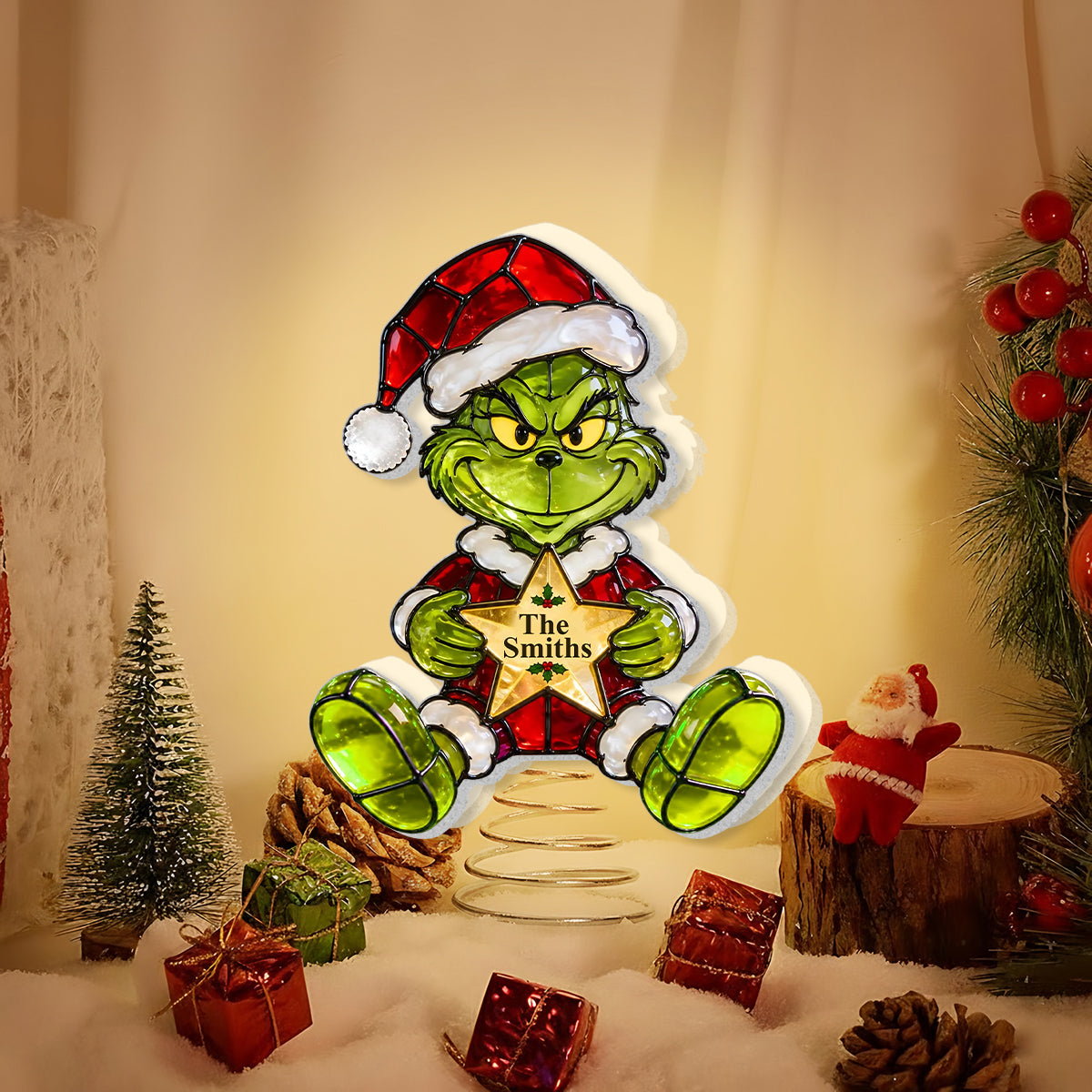 Merry Christmas - Personalized Stole Christmas LED Light Tree Topper