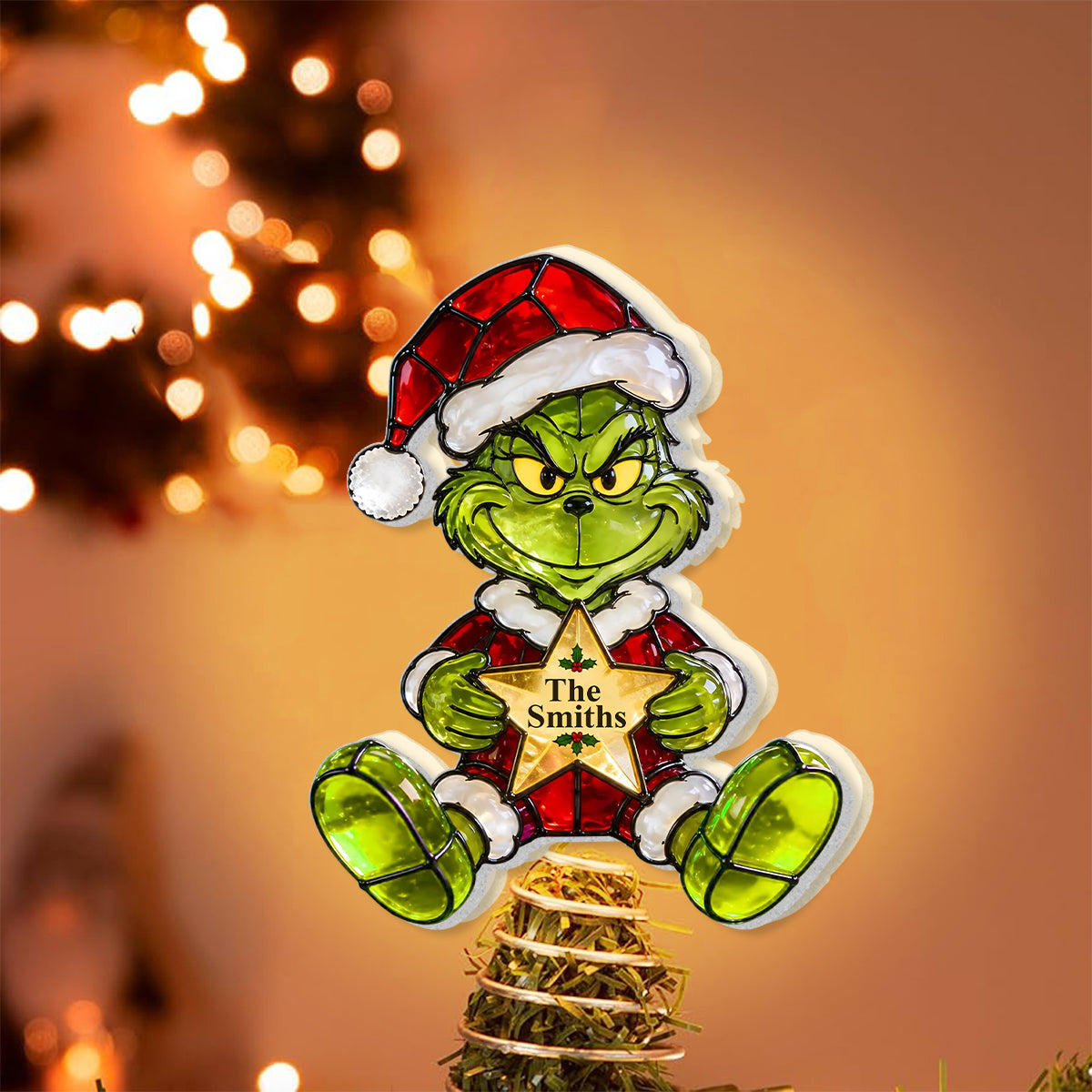 Merry Christmas - Personalized Stole Christmas LED Light Tree Topper