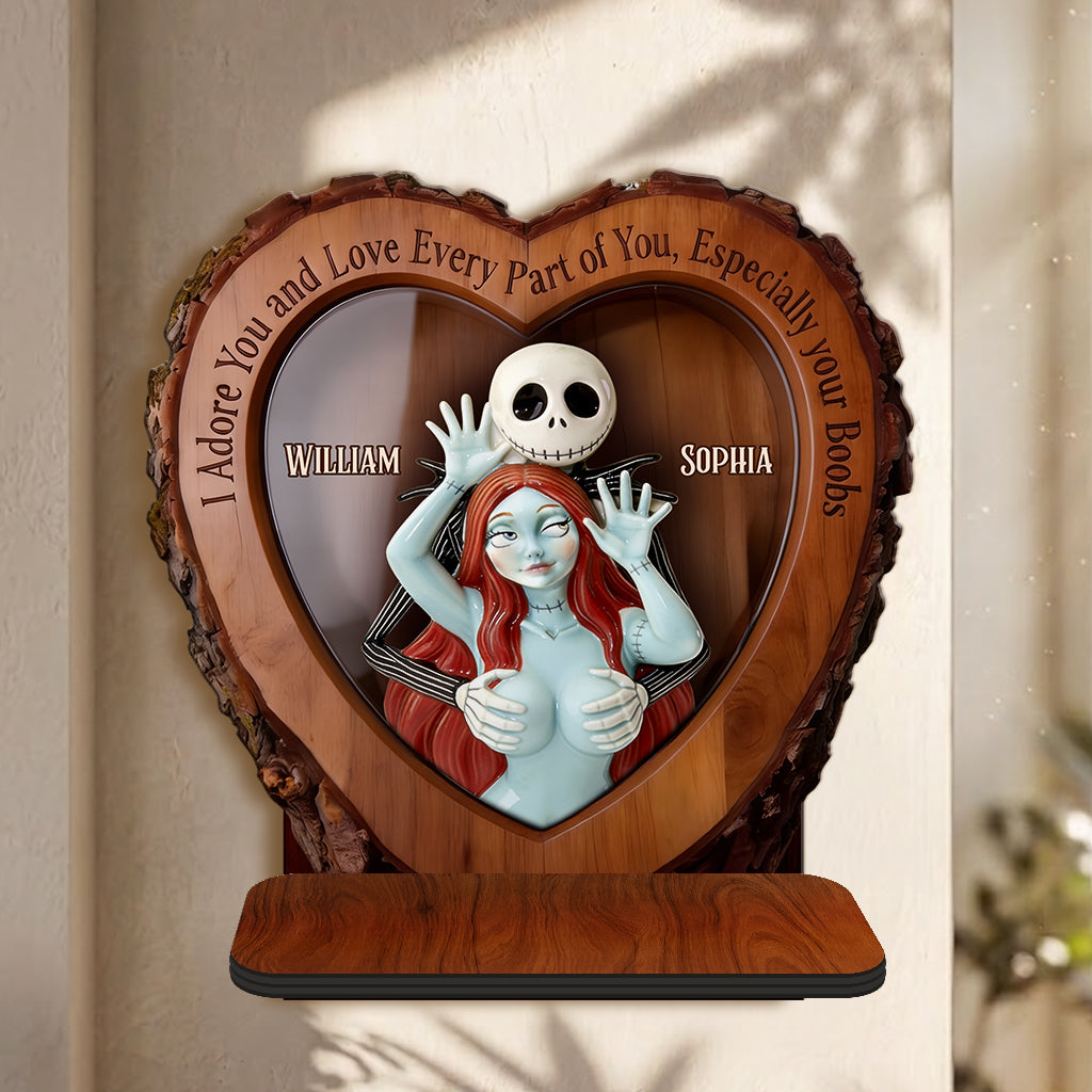 Naughty Spooky Couple - Personalized Nightmare Wooden Floating Shelf