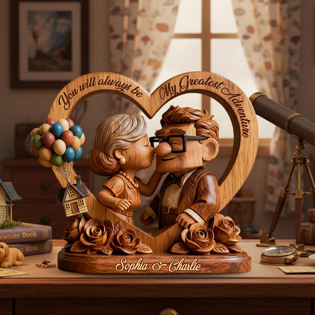 You Are My Greatest Adventure - Personalized Couple Custom Shaped Wood Plaque