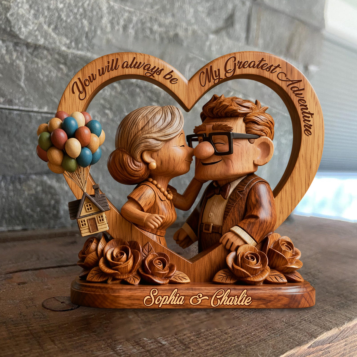 You Are My Greatest Adventure - Personalized Couple Custom Shaped Wood Plaque