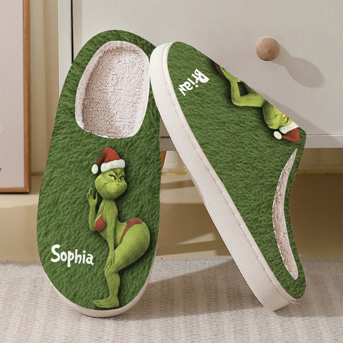 Green Monster Christmas Movie - Personalized Stole Christmas Slippers