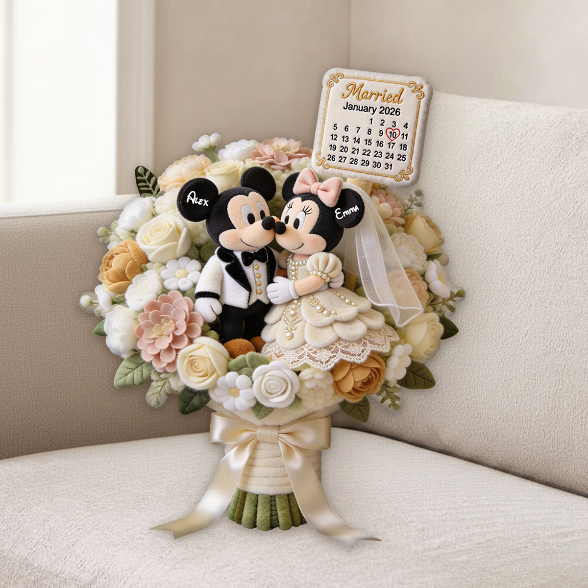 Anniversary Mouse Couple - Personalized Mouse Premium Faux Fur Pillow