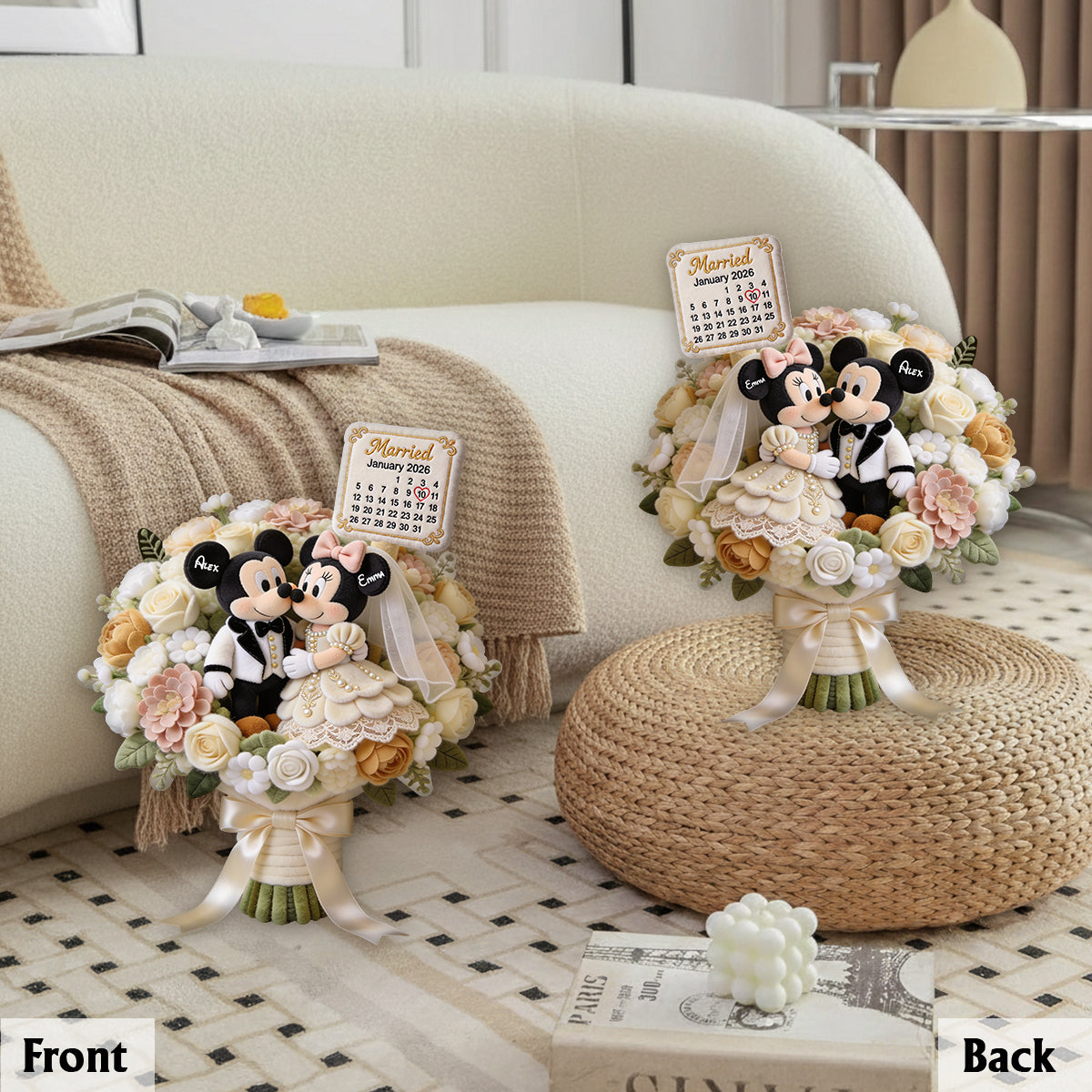 Anniversary Mouse Couple - Personalized Mouse Premium Faux Fur Pillow