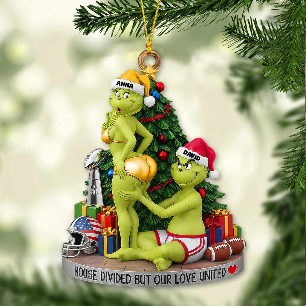 Green Monster Couple - Personalized Stole Christmas Ornament