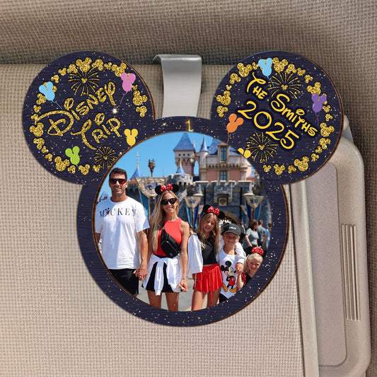 Family Trip - Personalized Mouse 2 Layered Car Visor Clip