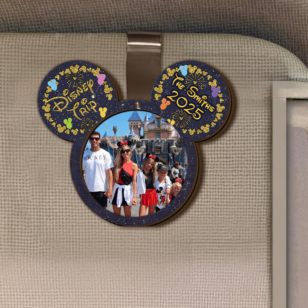 Family Trip - Personalized Mouse 2 Layered Car Visor Clip
