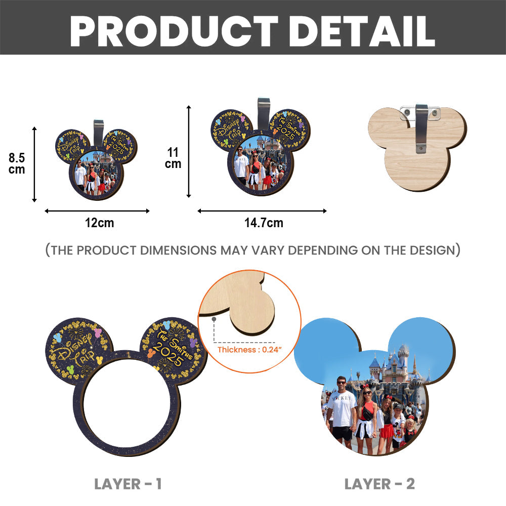 Family Trip - Personalized Mouse 2 Layered Car Visor Clip