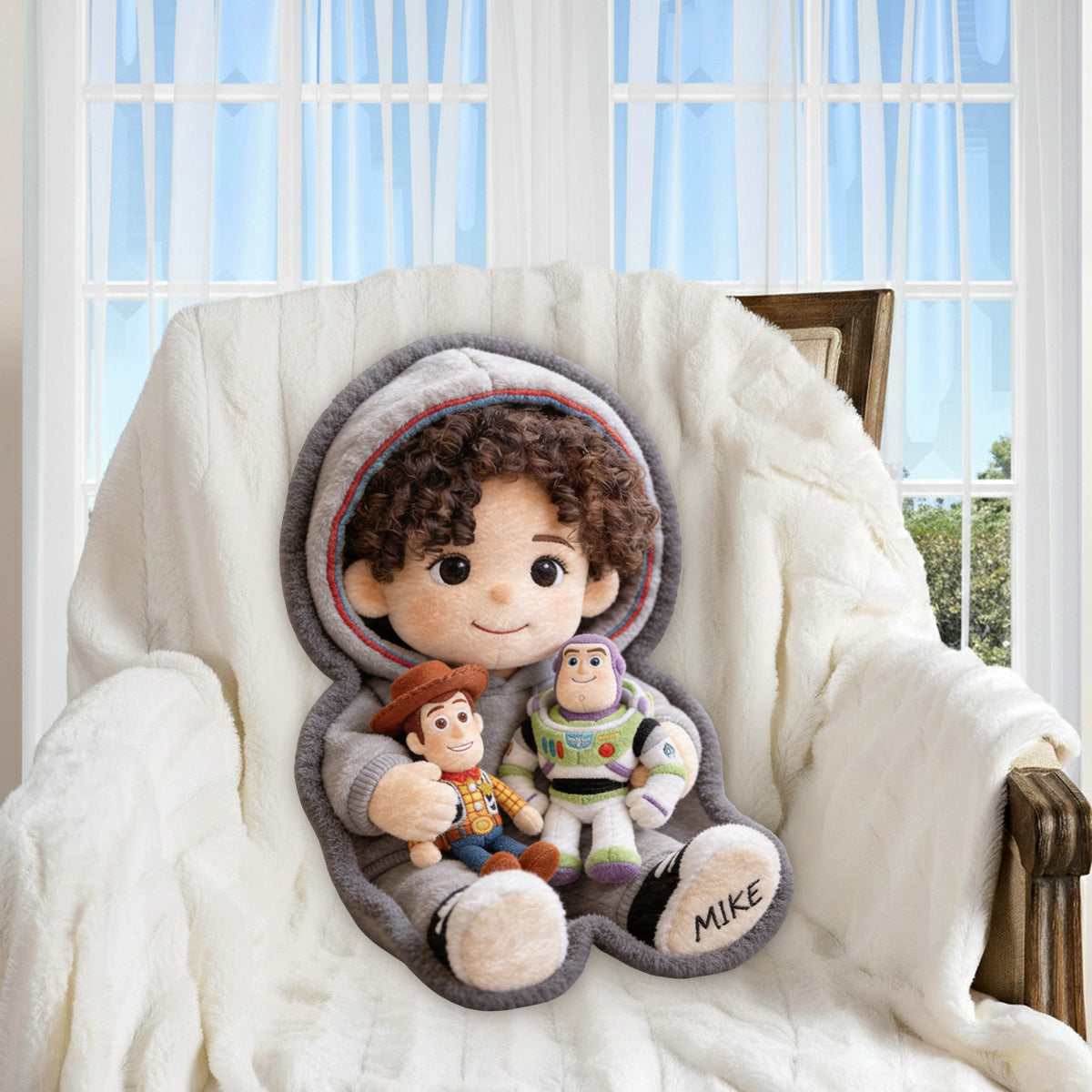The Story Of Toys - Personalized Movie For Kids Premium Faux Fur Pillow