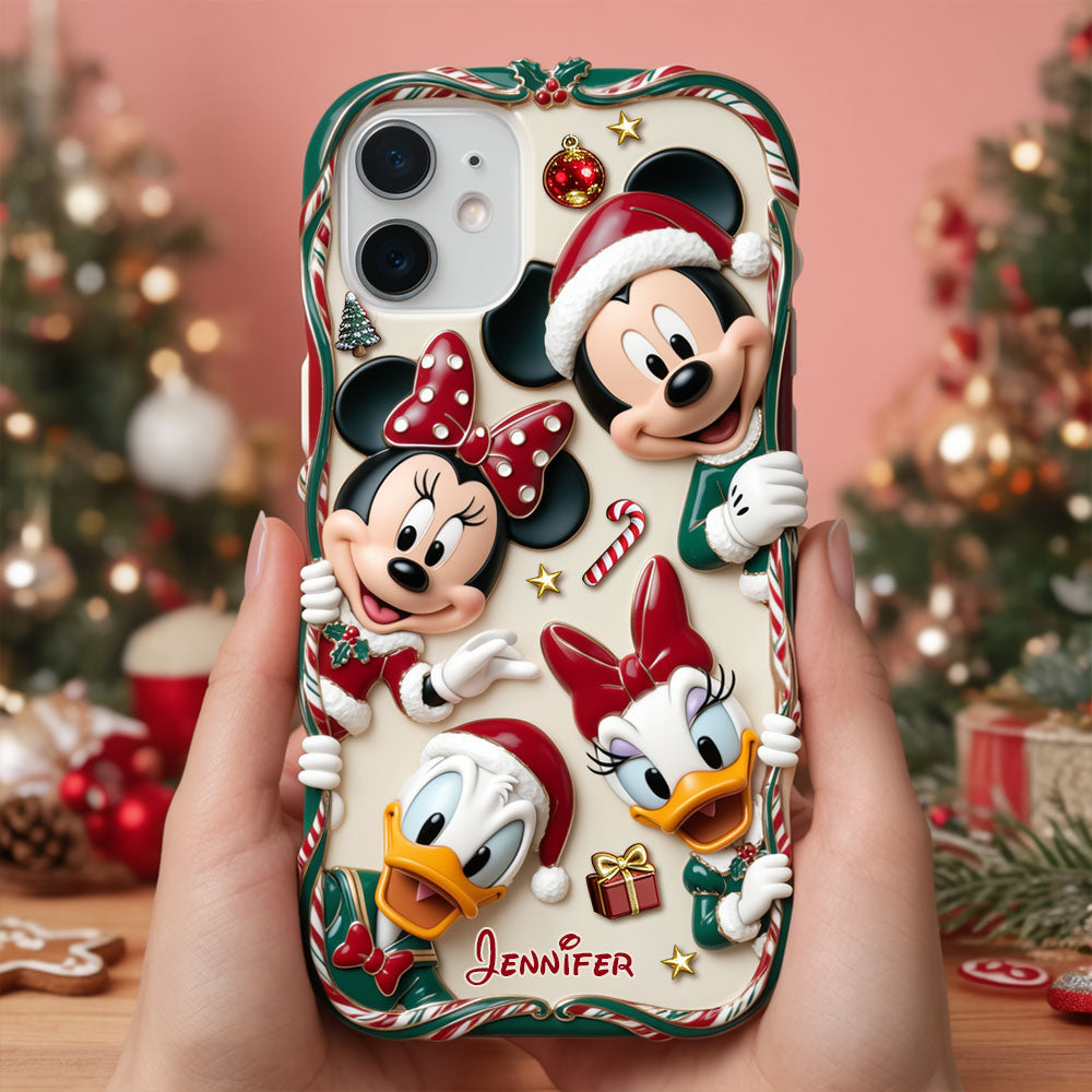 Magical Friends - Personalized Mouse 3D Embossed Leather Phone Case